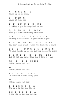 A Love Letter From Me To You Catatan huruf piano oleh Sticky Fingers - Arr.Noelje