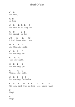 Tired Of Sex 钢琴字母谱由 Weezer - 编曲 Hillstone Ogmin