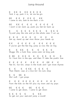 Jump Around Piano letter notes by House of Pain - Arr.Janejill Mooca