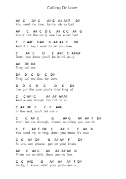 Calling Dr Love Piano letter noten van KISS - Arr.Barsaul Lynchger