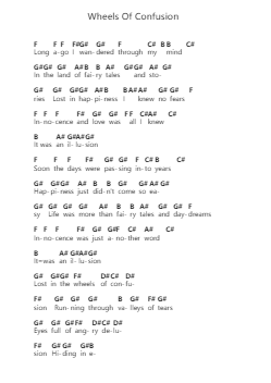 Wheels Of Confusion ピアノの音符 by Black Sabbath - Arr.Jaboyle Erve