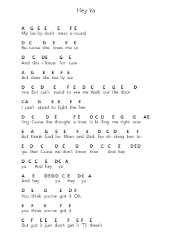 Hey Ya Piano letter notes by Obadiah Parker - Arr.Lynzoe Haybob