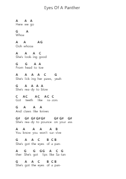 Eyes Of A Panther ピアノの音符 by Steel Panther - Arr.Abralph Strares