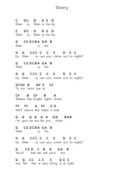 Sherry 鋼琴字母譜由 The Four Seasons - 編曲 Ranlass Dulelroy