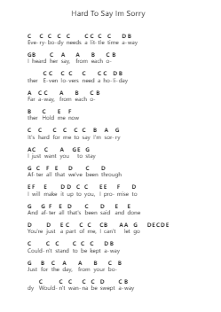 Hard To Say Im Sorry Piano letter notes by Chicago - Arr.Kerniei Judkell