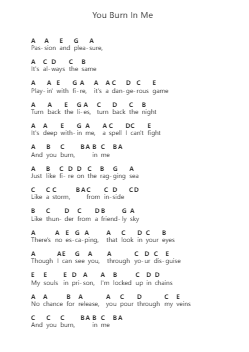 You Burn In Me Piano letter notes by Riot - Arr.Duttcash Cornie