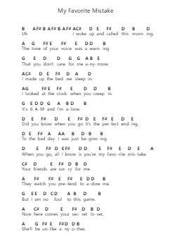 My Favorite Mistake ピアノの音符 by Sheryl Crow - Arr.Xefunk Huttrick
