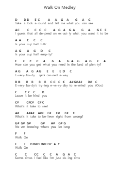 Walk On Medley Notas de piano em letras de Boston - Arr.Huttwer Sampland