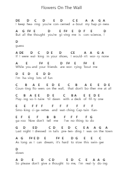 Flowers On The Wall Piano letter notes by The Statler Brothers - Arr.Leighruth