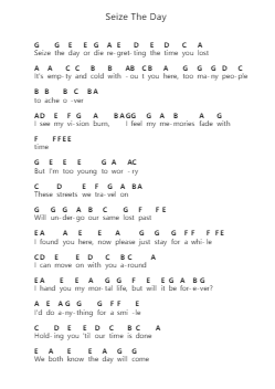 Seize The Day Piano letter notes by Avenged Sevenfold - Arr.Swinria