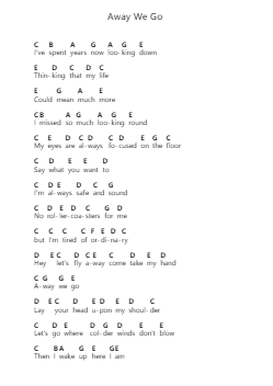 Away We Go ピアノの音符 by Joshua Radin - Arr.Boylerod