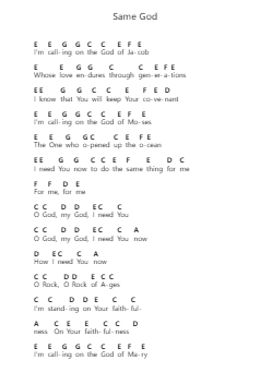 Same God Klavierbuchstaben-Noten von Elevation Worship - Arr.Frebert