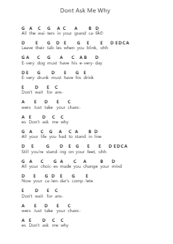 Dont Ask Me Why 钢琴字母谱由 Billy Joel - 编曲 Joanreade Annlus