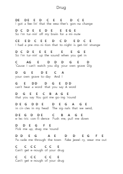 Drug Nota surat piano oleh Simple Creatures - Arr.Vinpeare