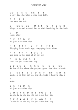 Another Day Klavierbuchstaben-Noten von Paul McCartney - Arr.Stechill Argale