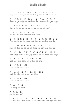 Snälla Bli Min Nota surat piano oleh Veronica Maggio - Arr.Walshac