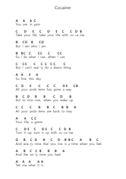 Cocaine Piano letter notes by Nomy - Arr.Stilhan Dalter