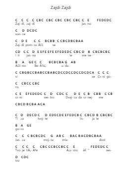 Zajdi Zajdi Piano letter notes by Toše Proeski - Arr.Fredbey Beerwar