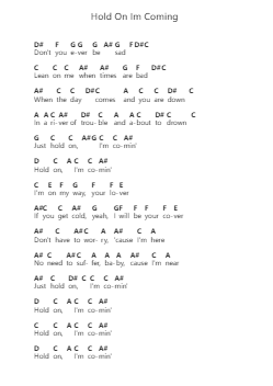 Hold On Im Coming โน้ตตัวอักษรเปียโนโดย Sam & Dave - Arr.Lanhy