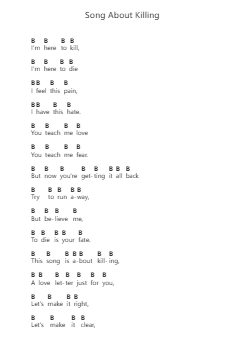 Song About Killing Piano letter notes by Caliban - Arr.Gosnix