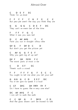 Almost Over Piano letter notes by Elliott Smith - Arr.Sounoel