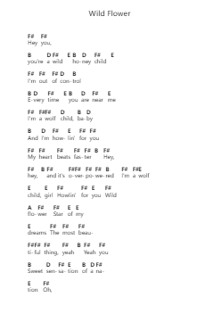 Wild Flower Piano letter notes by The Cult - Arr.Invy