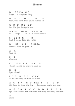 Simmer Piano letter notes by Hayley Williams - Arr.Rosjay Sibylgale