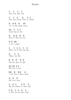 Bones Piano letter notes by Imagine Dragons - Arr.Jamescook