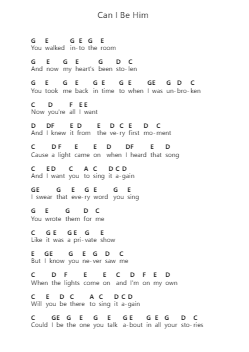 Can I Be Him Piano letter notes by James Arthur - Arr.Humbryce Vanral