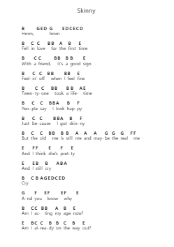 Skinny Piano letter notes by Billie Eilish - Arr.Bunharine Coftroy