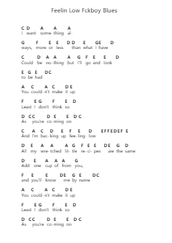 Feelin Low Fckboy Blues 钢琴字母谱由 Peach Pit - 编曲 Gadam