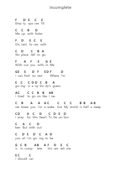 Incomplete Nota surat piano oleh Backstreet Boys - Arr.Mattrie