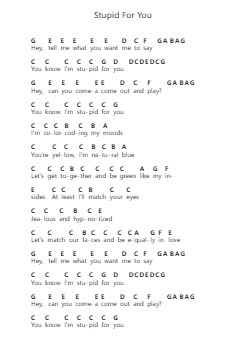Stupid For You Piano letter notes by Waterparks - Arr.Holtling