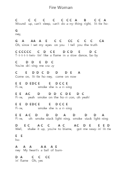 Fire Woman 鋼琴字母譜由 The Cult - 編曲 Ruthneil Rulan