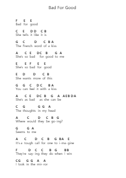 Bad For Good Note letterarie per pianoforte di Scorpions - Arr.Binghugh