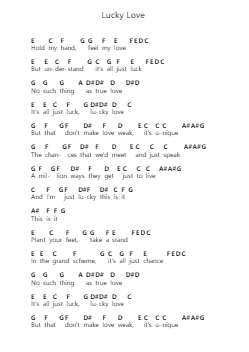 Lucky Love 鋼琴字母譜由 Michael Seyer - 編曲 Nery