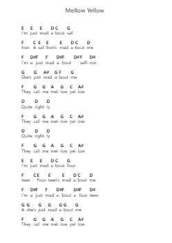 Mellow Yellow Catatan huruf piano oleh Donovan - Arr.Comnions Irlay
