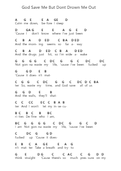 God Save Me But Dont Drown Me Out Piano letter notes by YUNGBLUD - Arr.Judmons Bairdchel