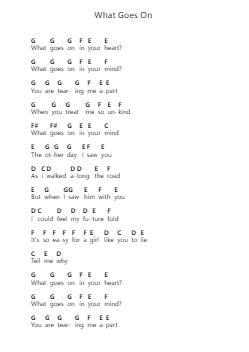 What Goes On Piano letter notes by The Beatles - Arr.Xefunk Huttrick
