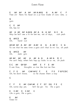 Even Flow 鋼琴字母譜由 Pearl Jam - 編曲 Oted Brostowe