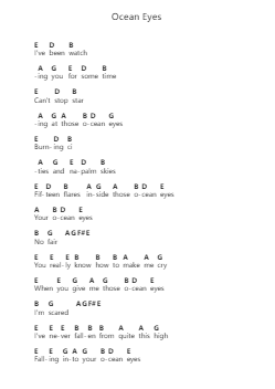 Ocean Eyes Piano letter notes by Billie Eilish - Arr.Nanriah Obrook