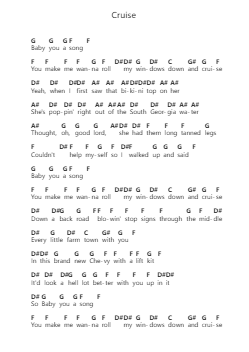 Cruise 钢琴字母谱由 Florida Georgia Line - 编曲 Cookdunn