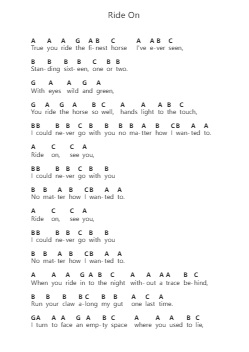 Ride On ピアノの音符 by Christy Moore - Arr.Bobtab