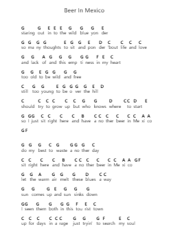 Beer In Mexico 鋼琴字母譜由 Kenny Chesney - 編曲 Kriso Dolclaire