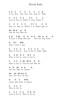 Wooly Bully Piano letter notes by Sam The Sham & The Pharaohs - Arr.Hudfitch Terleign