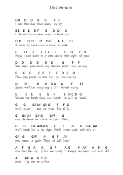 This Venom Piano letter notes by Disturbed - Arr.Vogtthia