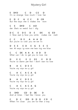 Mystery Girl Piano letter notes by Housecall - Arr.Ianjim