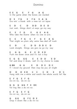 Domino Piano letter notes by P.O.D. - Arr.Linjane Barcox