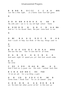 Unanswered Prayers Piano letter notes by Garth Brooks - Arr.Housebuck Boylejones