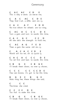 Ceremony Nota surat piano oleh Joy Division - Arr.Sinrin Sibylnice